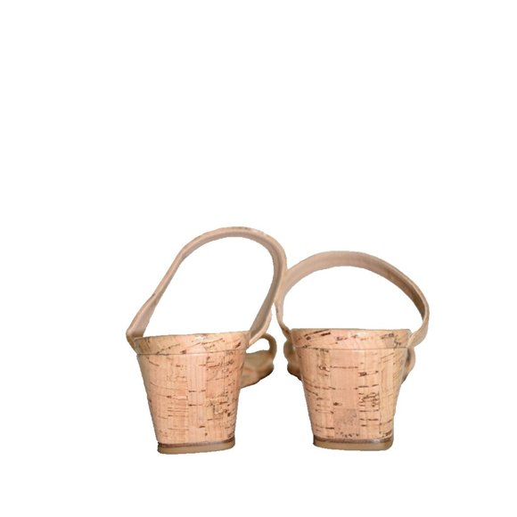 $450 Stuart Weitzman Aleena Wedge Slide Patent Cork mules NATURAL NUDE 6.5 (DB1) - Picture 5 of 7